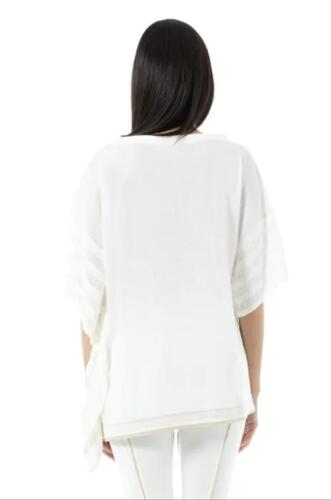 Elisa Cavaletti White knitted Asymmetrical t-shirt top with print size XXL BNWT - Picture 4 of 8