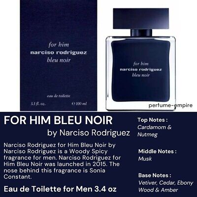 Narciso Rodriguez Bleu Noir Eau De Toilette Spray By Narciso Rodriguez - 3.4 oz Narciso Rodriguez Bleu Noir Eau De Toilette Spray By Narciso Rodriguez - 3.4 oz