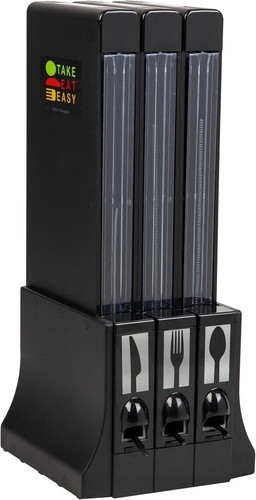 3-Compartment Kitchen Cutlery Organizer – Stylish Black Design, Easy Clean