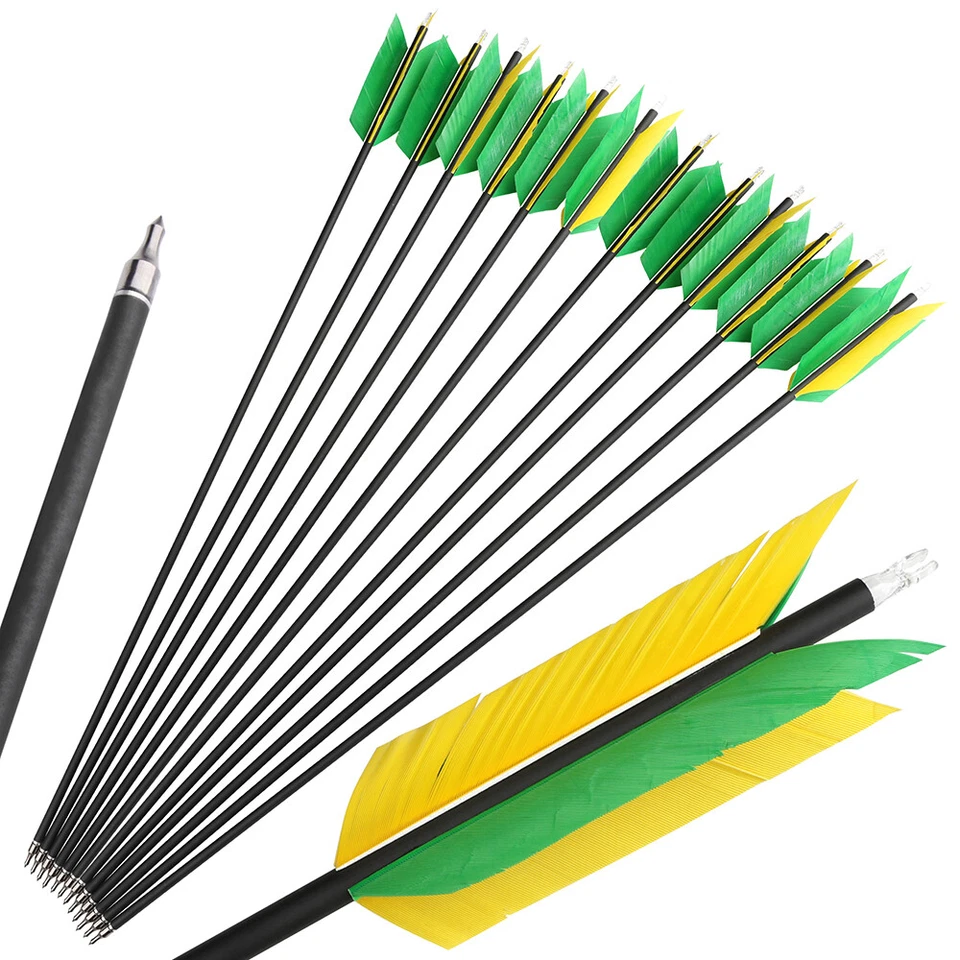 12X Carbon Arrows Flu Flu Turkey Feather 30Inch SP500 Archery Bow Hunting Target - Image 4 of 4