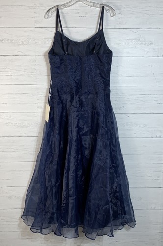 Maxi abito Lanting sposa blu navy chiffon vestibilità e svasatura taglia M - Foto 11 di 16