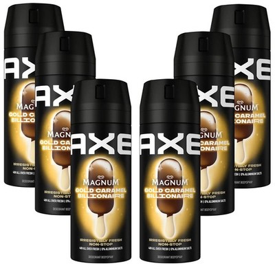 6x 150ml AXE Magnum Gold Caramel Billionaire Deodorant Bodyspray Ohne Aluminium
