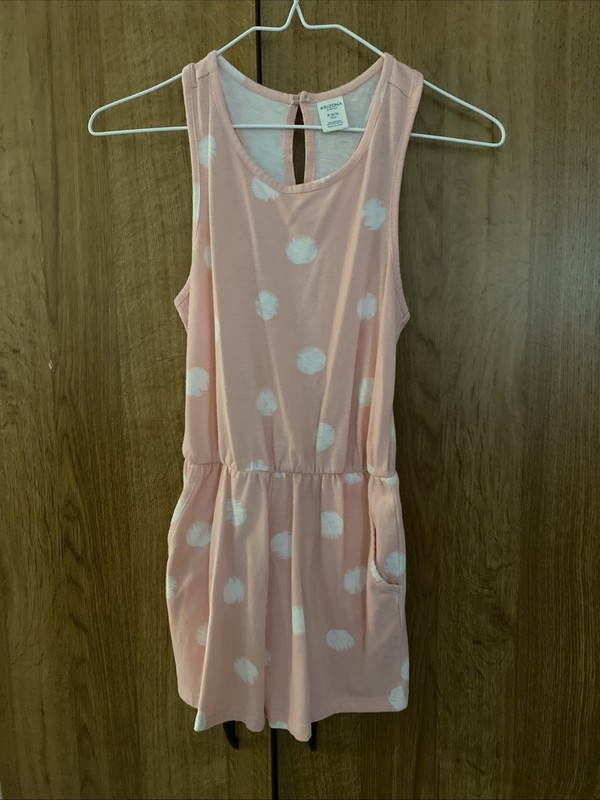 NWT-Girls Arizona Pink Polka Dot Romper-Size M 10/12