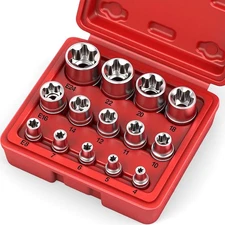 SEDY 14-Piece E-TORX Socket Set - Premium Female Torx 1/4" 3/8" 1/2", Silver 