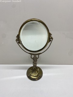 Antique Art Nouveau Vanity Mirror with Figurine