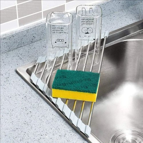 Triangle Drain Rack Stainless Steel Bowl Rack for Kitchen Sponge Rag - Picture 6 of 12