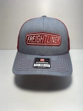 Freightliner Hat, Richardson 112 Trucker Hat Mesh Snapback Gray/Red. Embroidered