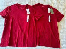 2 GOOD FELLOW Men's Short Sleeve V-Neck T-Shirt- Standard Fit Red - Size Large