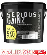 Serious Gainz Mass Gainer Protein Powder Banana 5kg B142-BA 7.50 per kilo