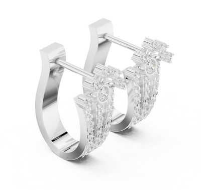 Certified Natural 58 Pc Diamond Proposal Gift Hoop Studs Earrings 14K Gold Over