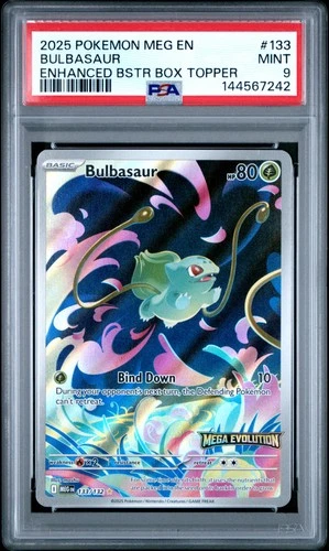 2025 POKEMON MEG EN-MEGA EVOLUTION ENHANCED BOOSTER BOX TOPPER BULBASAUR PSA 9