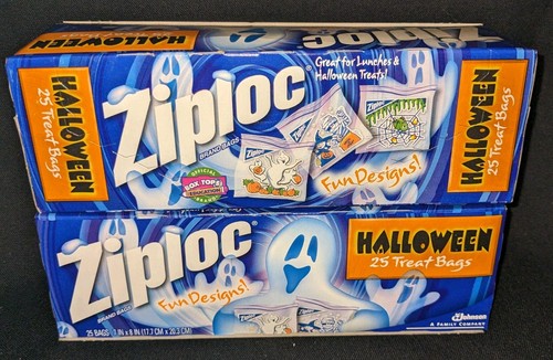 50 NEW Vintage Ziploc Halloween Sandwich Treat Storage Bags Kids Fun Designs - Picture 1 of 2