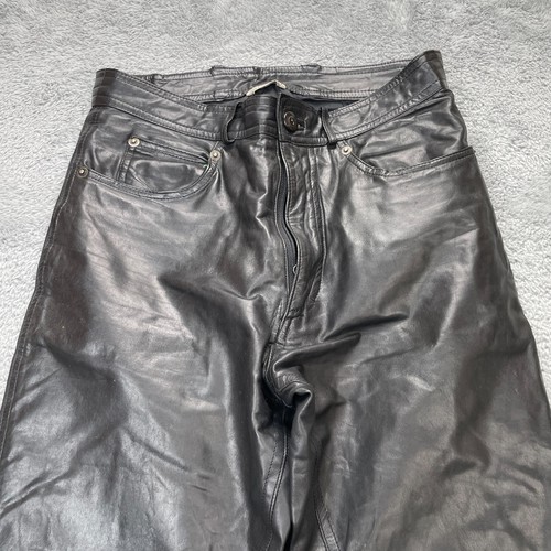 Vintage Philippe Monet Hose Herren 28 schwarz Leder gerades Bein Motorrad Biker - Bild 4 von 10
