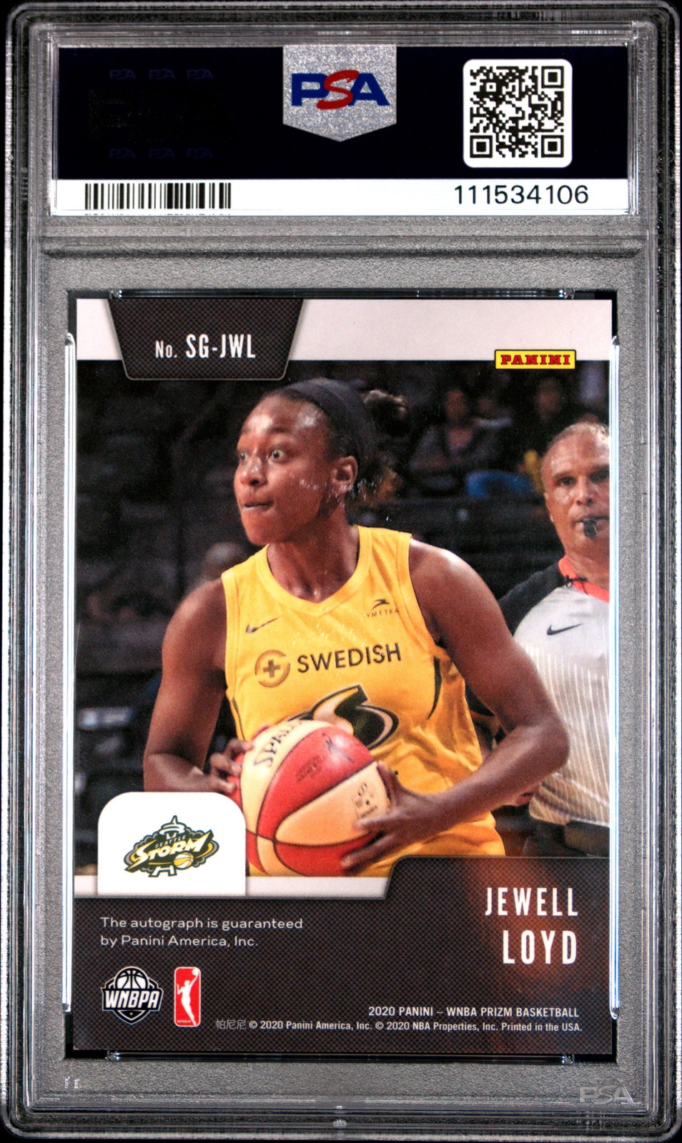 2020 Panini Prizm Wnba #SGJWL Jewell Loyd Signatures AUTO PSA 9 view 2