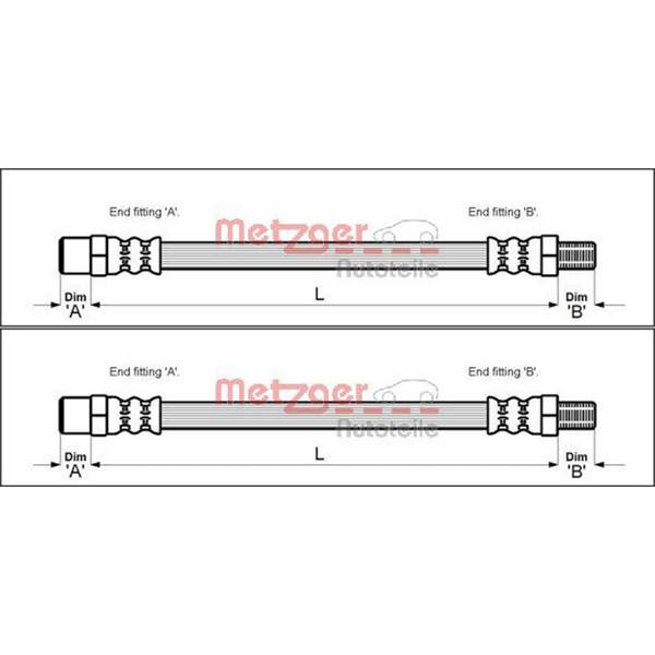2X Metzger BremsschlÄUche Hinten Am Bremssattel Vorne Beidseitig Passend FÜR-image