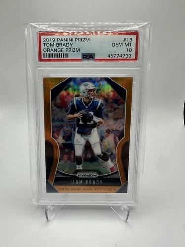 2019 Panini Prizm Tom Brady Orange Prizm #18/249 PSA 10 GEM MINT Patriots