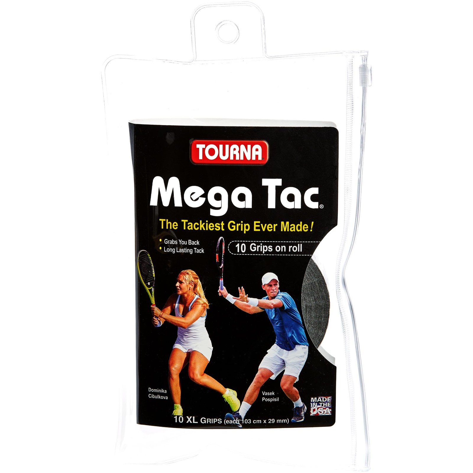 Tourna Mega Tac Extra Tacky Tennis Racquet Overgrip Black 10
