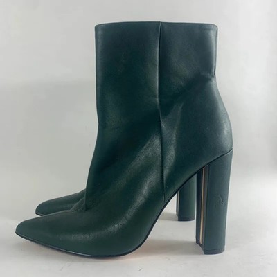 River Island Stiefel 5 grün Kunstleder Obermaterial halbhoch Reißverschluss hoher Blockabsatz