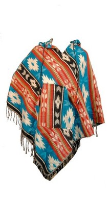 Terrapin Trading Ltd Nepalese Woll-Poncho Damen Mit Kapuze Tasche Multi