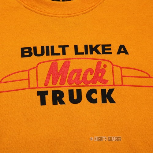 Mack Built Like A Mack Truck Fleece Crewneck Sweatshirt Yellow Orange Mens Sze L - Picture 3 of 7