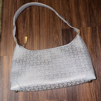 Vintage Pierre Cardin Signature shoulder Bag Logo Monogram Purse grey 