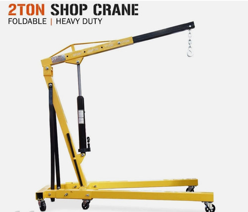 Yellow 2 Ton Tonne Hydraulic Folding Engine Crane Stand Hoist lift Jack - Picture 6 of 8