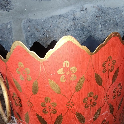 FORESIDE Toleware Metal Buckets - Red/Orange - Set of 2 - Picture 8 of 12