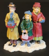 St. Nicholas Square Christmas Village Family Bringing Gifts Presents DAMAGED