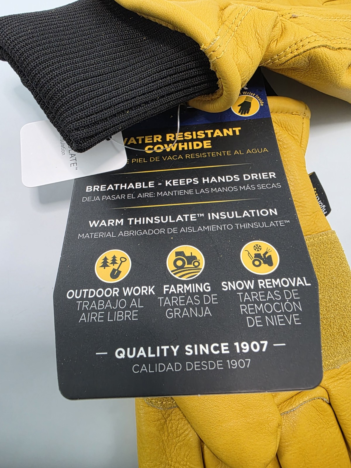 Wells Lamont Cold Weather Hydrahyde Thinsulate  Water Resistant Cowhide Gloves L