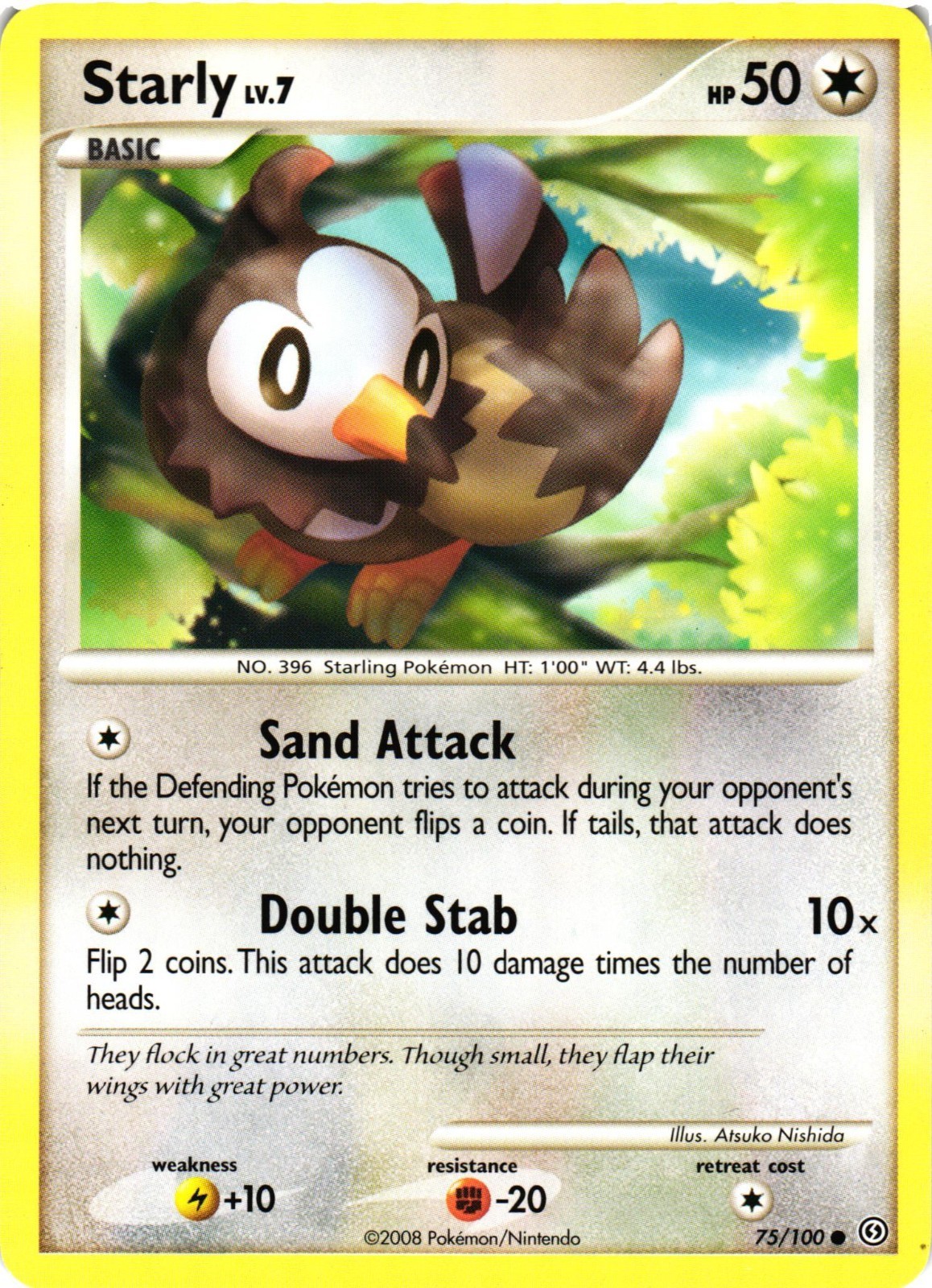 Pokemon TCG Diamond and Pearl Stormfront Card Starly 75/100 MP