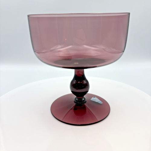 Vintage Morgantown Amethyst lila Glas Bonboniere mit Fuß Standfuß Kompottschale - Bild 5 von 8