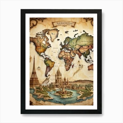 A World Map Visualizing An Internat Framed Wall Art Poster Canvas Print Picture