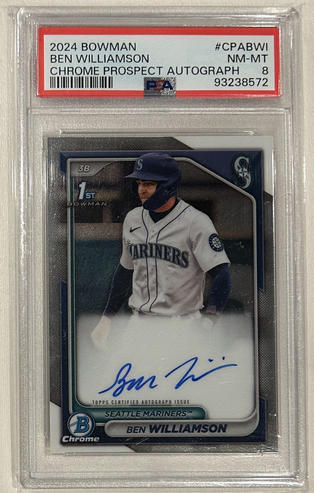 2024 Bowman Chrome Prospect Autographs Ben Williamson #CPA-BWI PSA 8