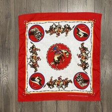 Vintage Western Wear Cowboy Rodeo Graphic Bandana Scarf Red 21  Square USA