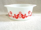 Vtg Pyrex Friendship 1 Qt. Casserole Design Flaw Red Birds No Orange Paint