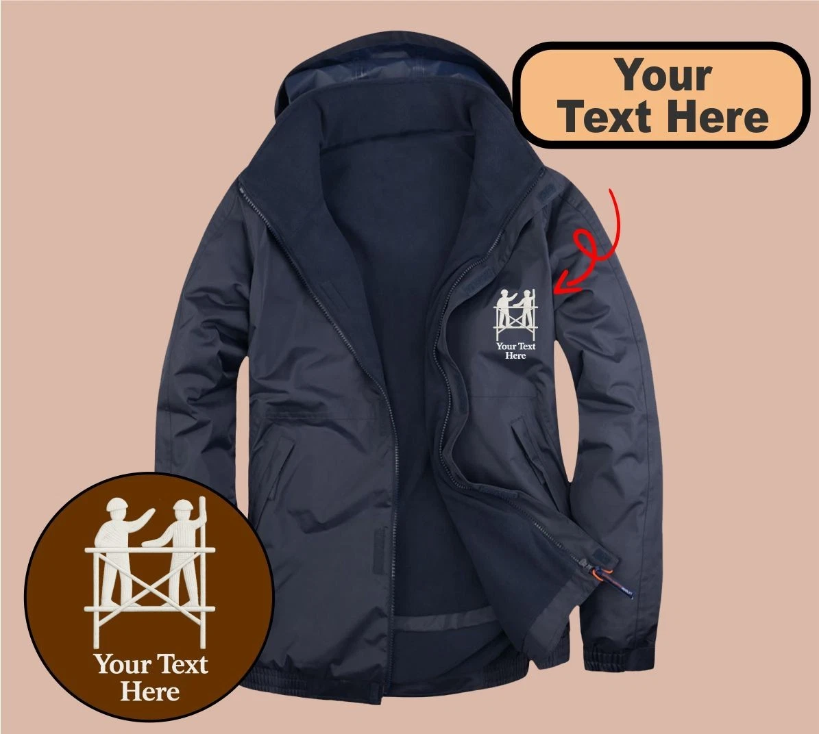 Personalised Embroidered Outdoor Jacket with Scaffolders Logo Unisex Gift Jacket