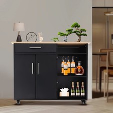 Modern Kitchen Island Cart with Storage, Rolling Trolley and Easy Mobility