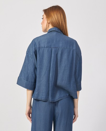 CAMICIA CAMICIE DONNA YES ZEE G210 E600 COTONE BLU ORIGINALE PE 2025 - Picture 5 of 5