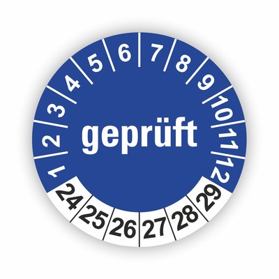 Geprüft Prüfplaketten BLAU Ø 20 I 30 I 40 mm Nächste Prüfung I Wartungsetiketten