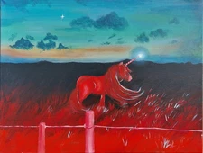 Original acrylic painting on canvas, landscape, fantasy, 50x40cm, 20x16 in