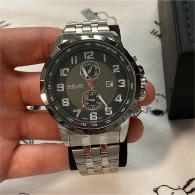 August Steiner Men's Multi-Function Quartz Wristwatch Silver Stainless Steel