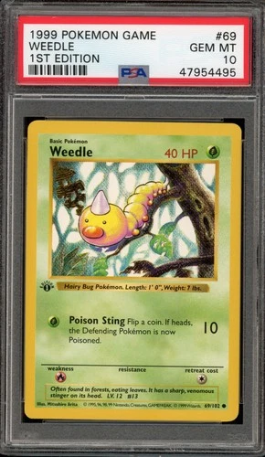 Pokemon Weedle Base Set Shadowless 1st Edition #69 PSA 10 Gem Mint