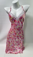 Vintage Delicates Satin Chemise Nightgown Size Large Floral Watercolor Lingerie