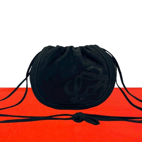 beautiful LOEWE Vintage Anagram Logo Leather  Shoulder Bag Drawstring Sacoche
