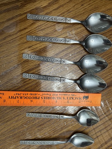 Lot of 6 Oneida Rogers COLISEUM Stainless Spoons 4 Tablespoons 6.75”-2 At 6” - Picture 5 of 11