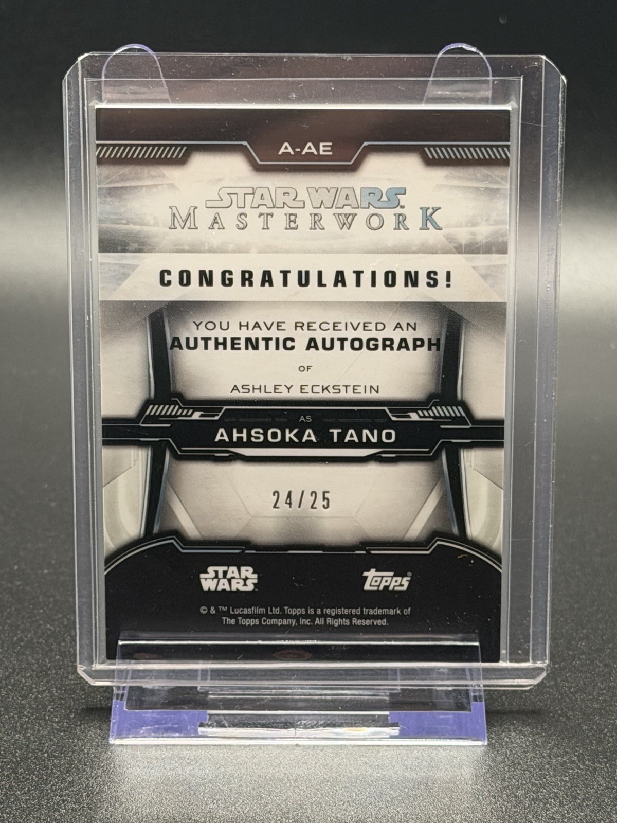 Ahsoka Tano Topps Star Wars Masterwork Auto Canvas Ashley Eckstein #/25 view 2