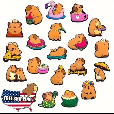 Capybara Animala Relax Funny Cartoon Cute Shoe Charms For Clogs Sandals...