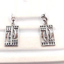 Vintage Sterling Silver Earrings Mackintosh Art Nouveau Style Jewellery 