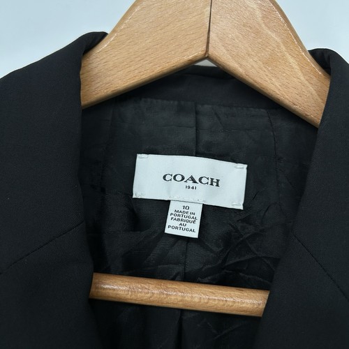 Coach Blazer Womens 10 Black Wool Three Button Jacket Career - Picture 7 of 8