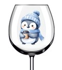 12x Colourful Christmas Penguin Vinyl Sticker Decal Tumbler Wine Glass Bottle